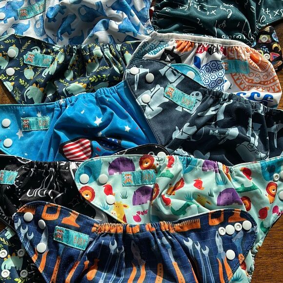 Alva Baby Reusable Cloth Diapers Adjustable 12 total Boys - Picture 3 of 8